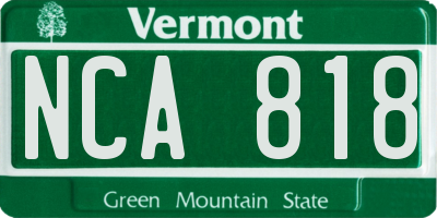 VT license plate NCA818