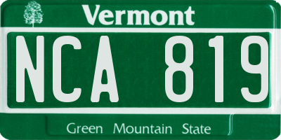 VT license plate NCA819