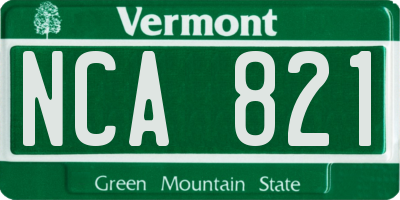 VT license plate NCA821