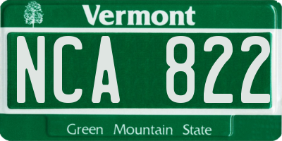 VT license plate NCA822