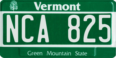 VT license plate NCA825