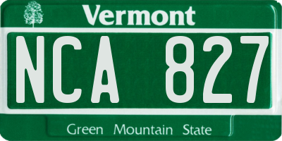 VT license plate NCA827
