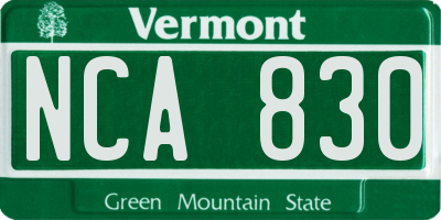 VT license plate NCA830