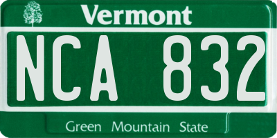 VT license plate NCA832