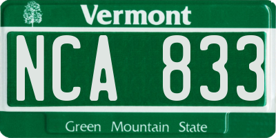 VT license plate NCA833