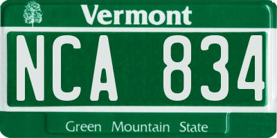 VT license plate NCA834