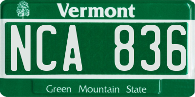 VT license plate NCA836