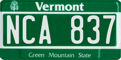 VT license plate NCA837