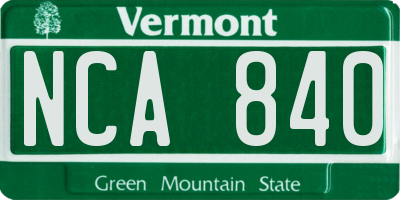 VT license plate NCA840
