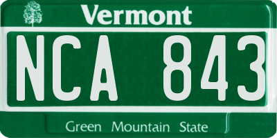 VT license plate NCA843