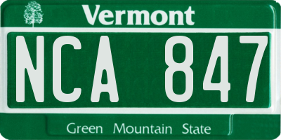 VT license plate NCA847