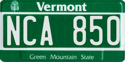 VT license plate NCA850