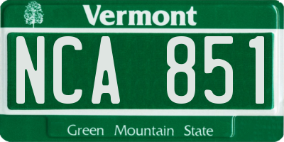 VT license plate NCA851