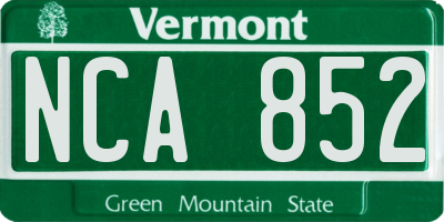 VT license plate NCA852