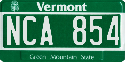 VT license plate NCA854