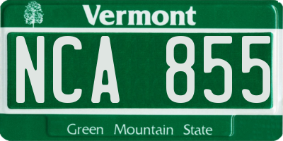 VT license plate NCA855