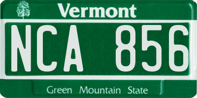 VT license plate NCA856