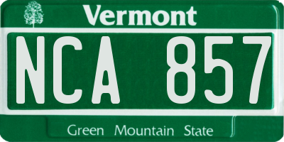 VT license plate NCA857