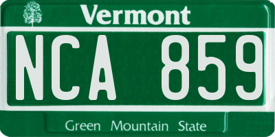 VT license plate NCA859
