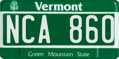 VT license plate NCA860