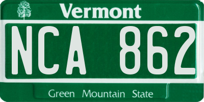 VT license plate NCA862