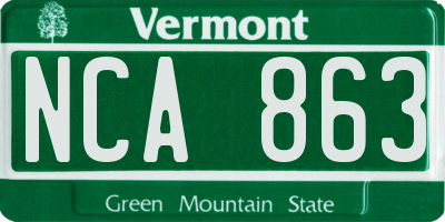 VT license plate NCA863