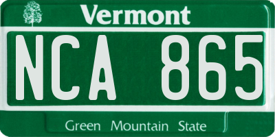 VT license plate NCA865