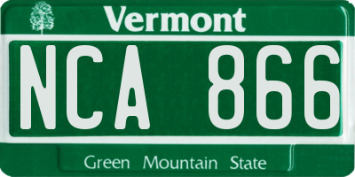 VT license plate NCA866