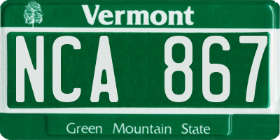 VT license plate NCA867