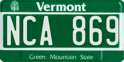 VT license plate NCA869