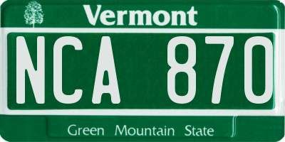 VT license plate NCA870