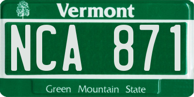 VT license plate NCA871
