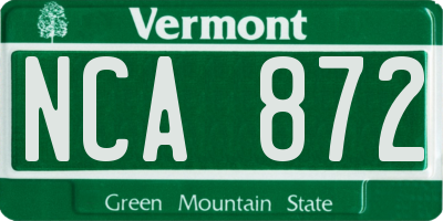 VT license plate NCA872
