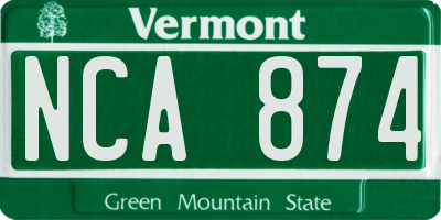 VT license plate NCA874