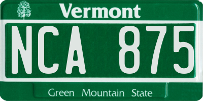 VT license plate NCA875
