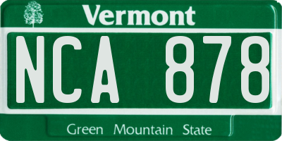 VT license plate NCA878