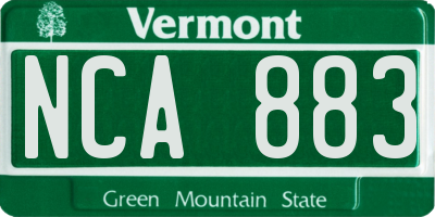 VT license plate NCA883