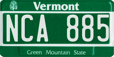 VT license plate NCA885