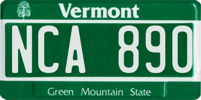 VT license plate NCA890