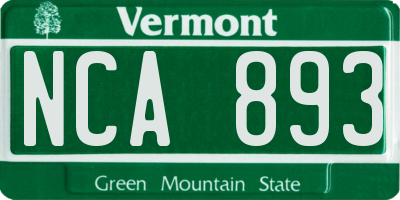 VT license plate NCA893