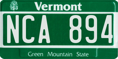 VT license plate NCA894