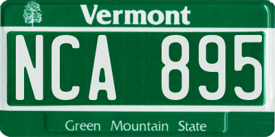 VT license plate NCA895