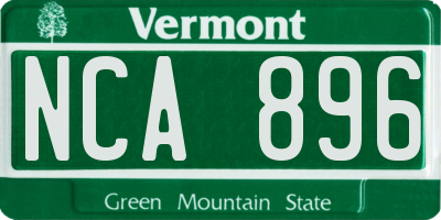VT license plate NCA896