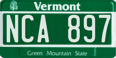 VT license plate NCA897
