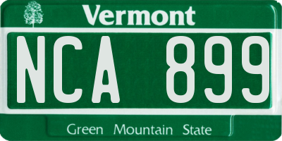 VT license plate NCA899
