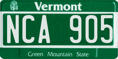 VT license plate NCA905
