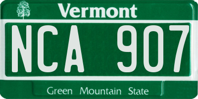 VT license plate NCA907
