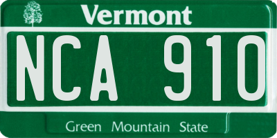 VT license plate NCA910