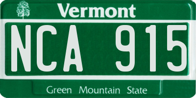 VT license plate NCA915