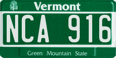 VT license plate NCA916